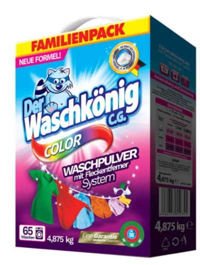 Détergent Lessive en poudre Color Der Waschkönig CG 4,875 kg (65 Lavages) - ​Boulangerie-Pâtisserie | Pain au Levain & Viennoiseries​ - {'count': 1, 'name': 'Éco'}