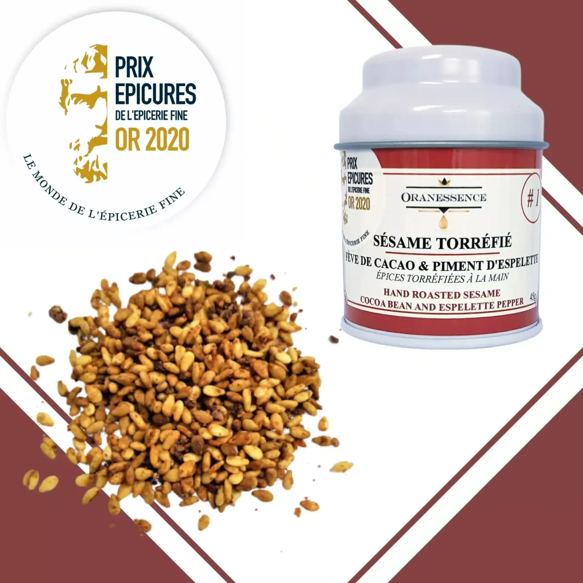 Sésame goût – Fève de cacao & Piment d’espelette – Oranessence - Équipements Outdoor pour Activités en Pleine Nature