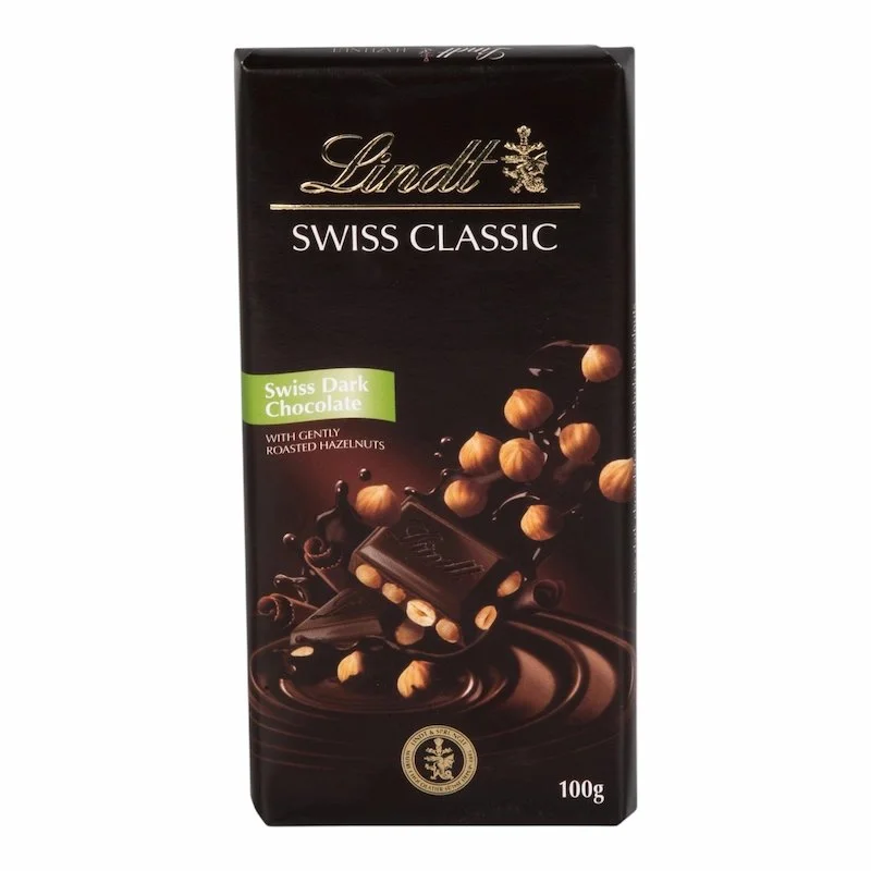 Lindt Swiss Classic Chocolate with Roasted Hazelnuts Chocolat Noir Suisse Noisettes Grillées ​Boulangerie Pâtisserie Pain Levain Viennoiseries