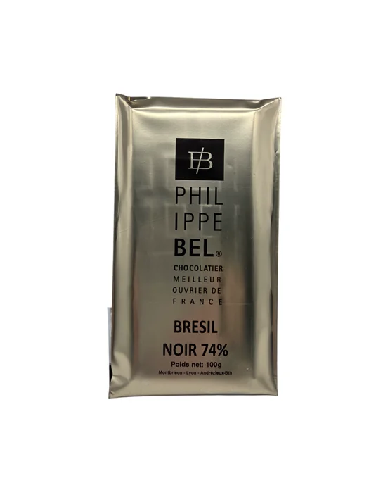 Chocolaterie Philippe Bel Meilleur Ouvrier de France Chocolatier Brésil Noir 74% 100g - éclats Vins Rouges Harmonieux pour Chaque Occasion