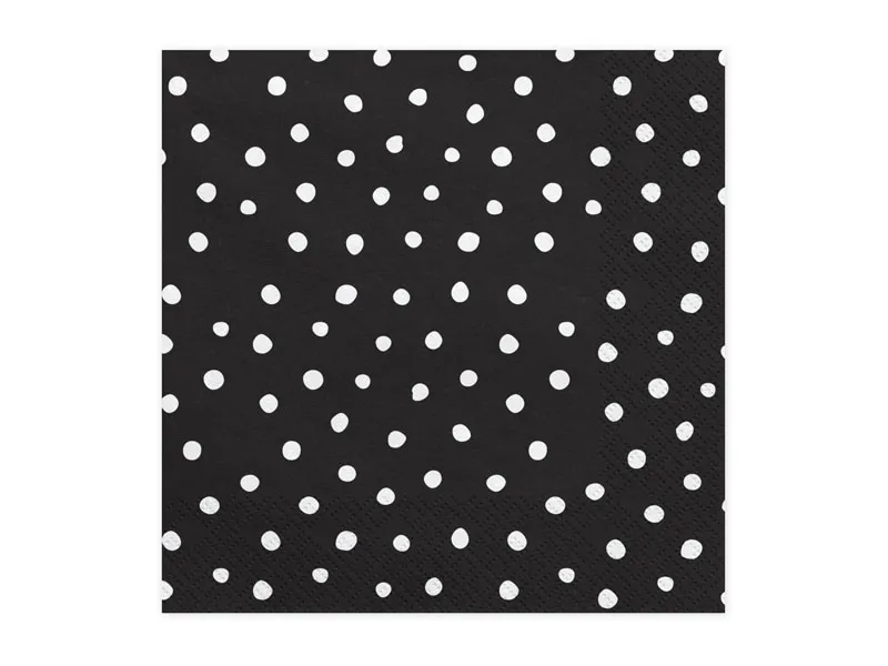 Serviettes Noir Pois blancs Lot ​Boulangerie Pâtisserie Pain Levain Viennoiseries