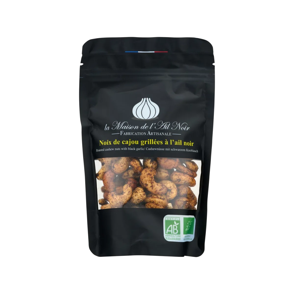 Noix de cajou grillées à l’ail noir Bio MAISON DE L’AIL NOIR 100g - Vins Rouges Harmonieux pour Chaque Occasion - {'count': 1, 'name': 'Garlic'}