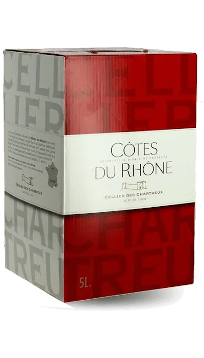 BIB Côtes du Rhône – Cellier des Chartreux – Rouge 10l - Vins Rouges Harmonieux pour Chaque Occasion Bib 10l Vin de France Rouge - Réserve de Bacchus