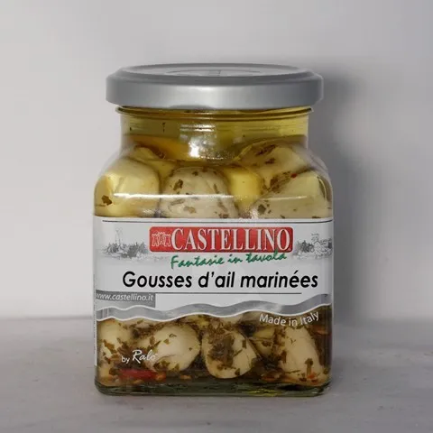 Gousses d’Ail Marinées bocal 314 Ml - Vins Rouges Harmonieux pour Chaque Occasion Bocal verre moulé décors fruits et graduation vintage teissi | Selency