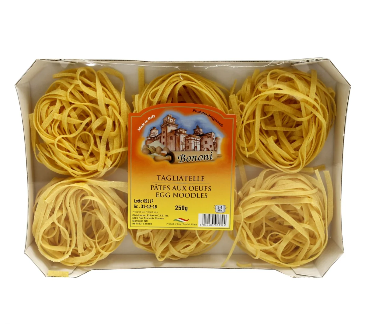 Pâtes aux Oeufs – Tagliatelle Bononi 250 G - Vins Rouges Harmonieux pour Chaque Occasion Tagliatelle aux oeufs 250g - Pâtes artisanales des Alpes
