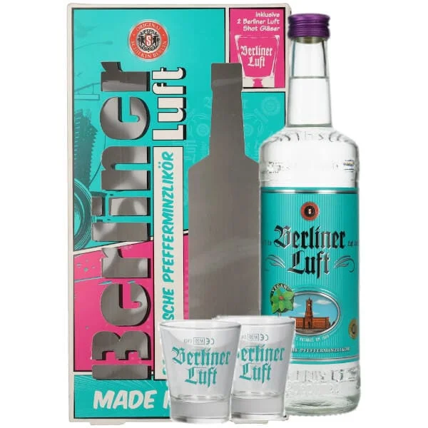 Liqueur Menthe Poivrée Berliner Luft + 2 verres - Vins cuvées Rouges Harmonieux pour Chaque Occasion