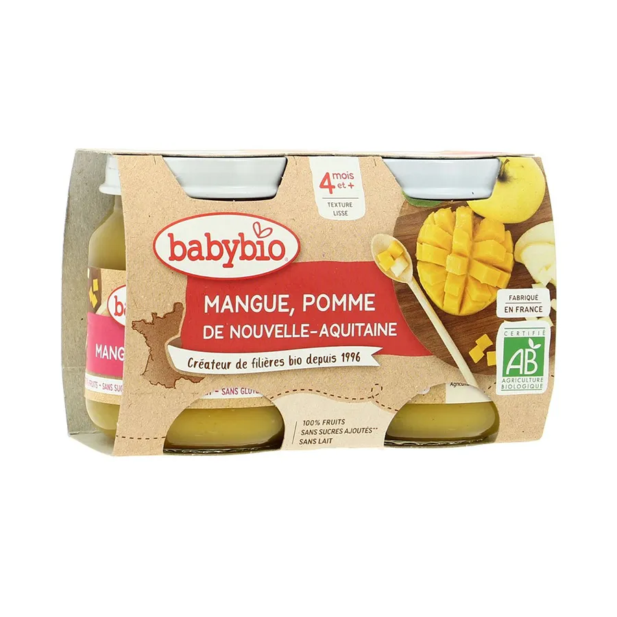 Babybio Pot mangue pomme 2*130gr - ​Boulangerie-Pâtisserie | Pain au Levain & Viennoiseries​ - {'count': 4, 'name': 'pain'}